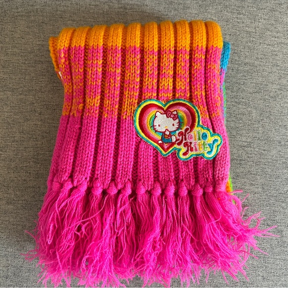 Sanrio Hello Kitty Rainbow Scarf with Heart Patch - Picture 2 of 4